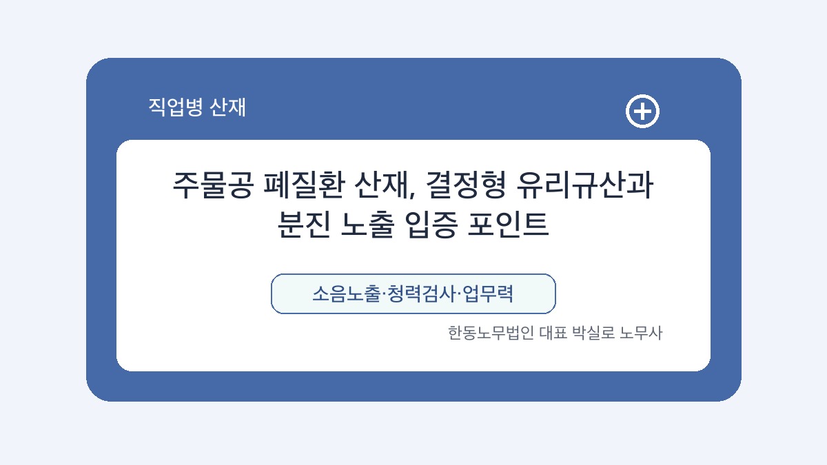광주 산재노무사 박실로 노무사 - 주물공 폐질환 산재, 결정형 유리규산과 분진 노출 입증 포인트 대표이미지