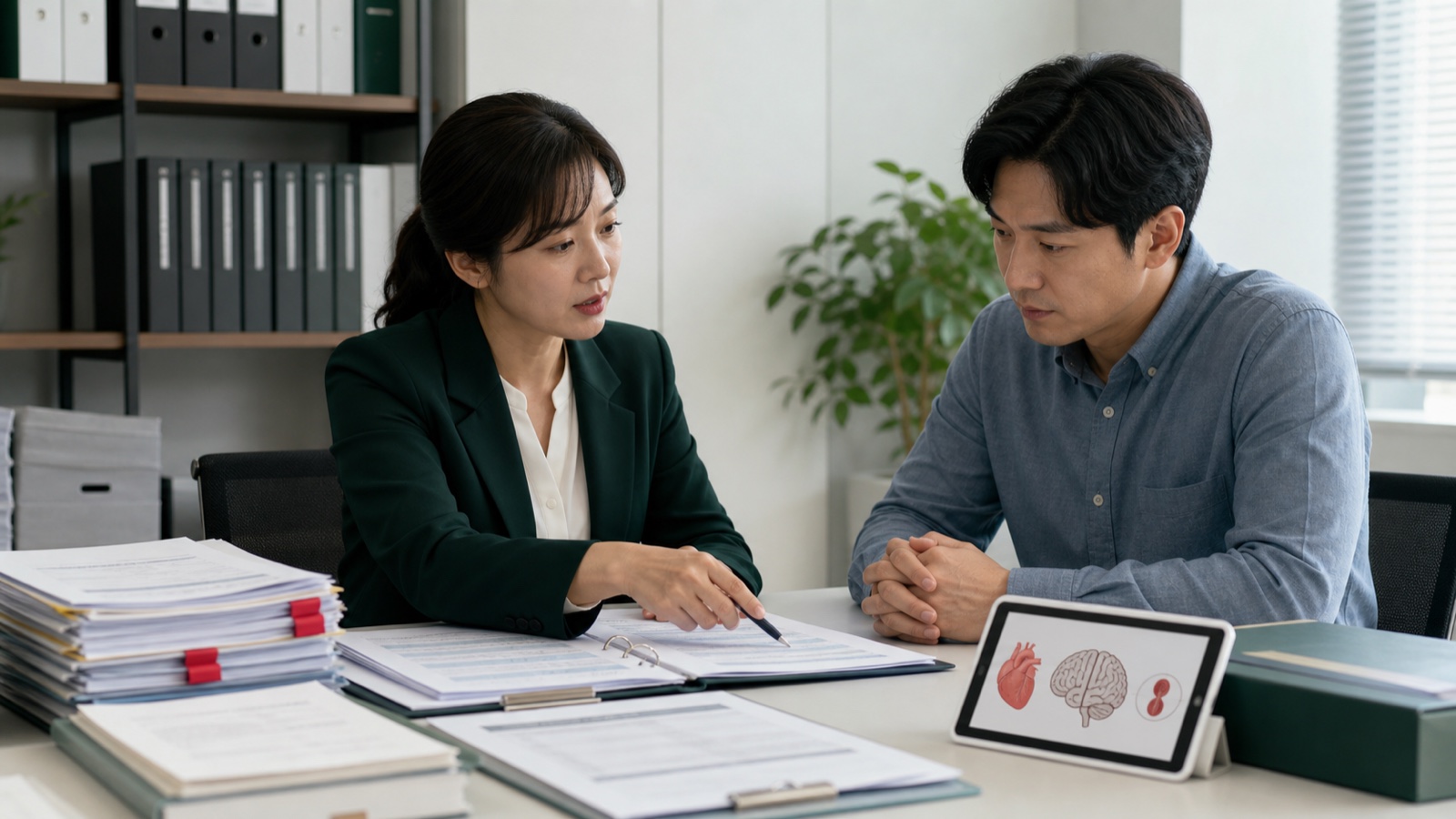 뇌출혈·뇌경색·심근경색 산재와 중대재해 조사에 필요한 자료를 검토하는 모습
